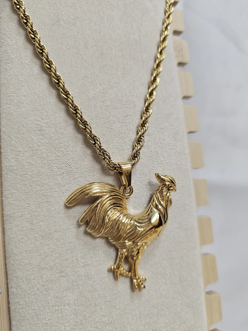 Gold Rooster Pendant Necklace - Women Jewelry
